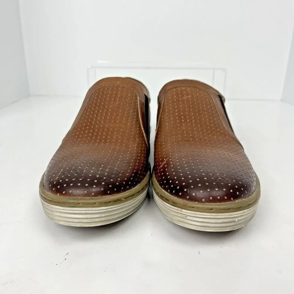 Roan By‎ Bedstu Mens Brown Leather Slip-On Shoes Size 8.5 Perforated Leather